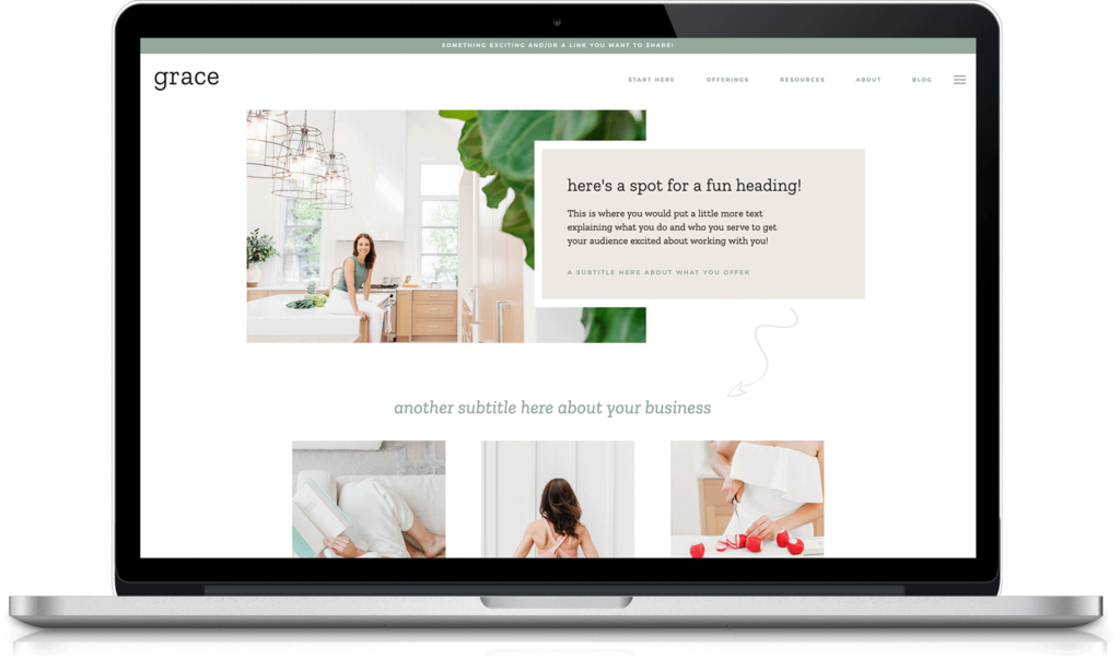 Grace Showit website templates for service-based business
